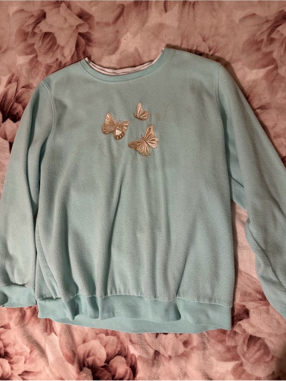 Light Blue Butterfly Embroidered Women’s Sweater